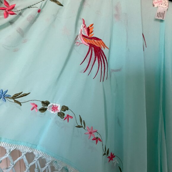 FREE PEOPLE EMBROIDERED KIMONO WITH OMBRE FRINGE - Picture 3 of 4